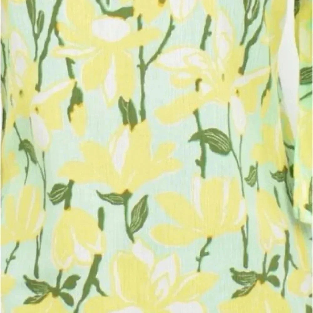 J. Crew Cotton Tunic Top Beach Coverup Swim Yellow Green Floral Size S Small - Picture 3 of 5
